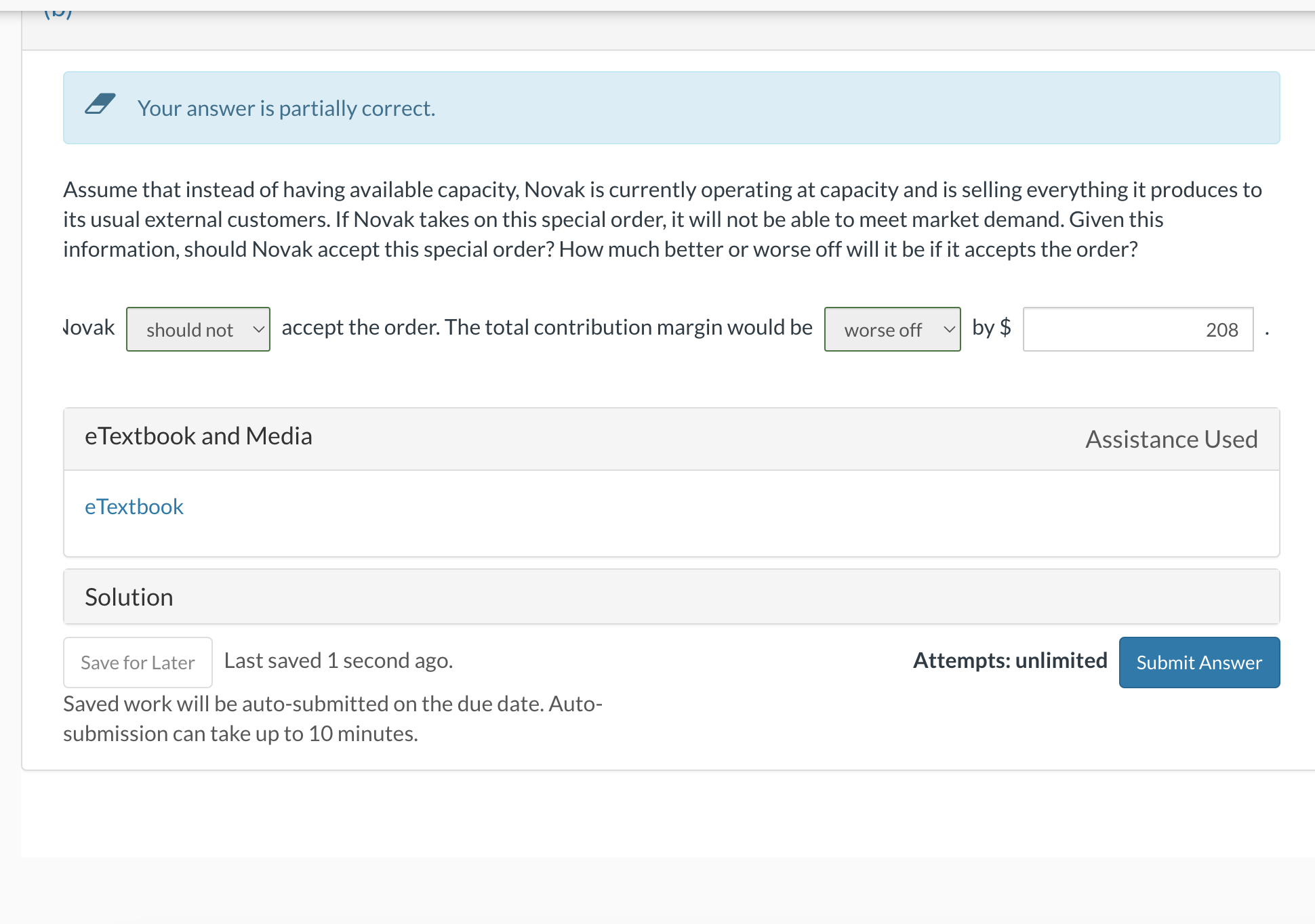  Current Attempt in Progress Novak Corporation was experiencing a good year