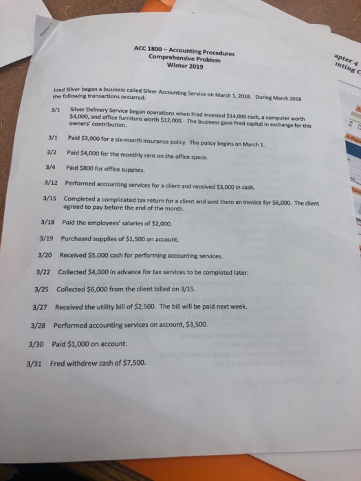  step 1 and 4 done ACC 1800-Accounting Procedures Comprehensive Problem Winter