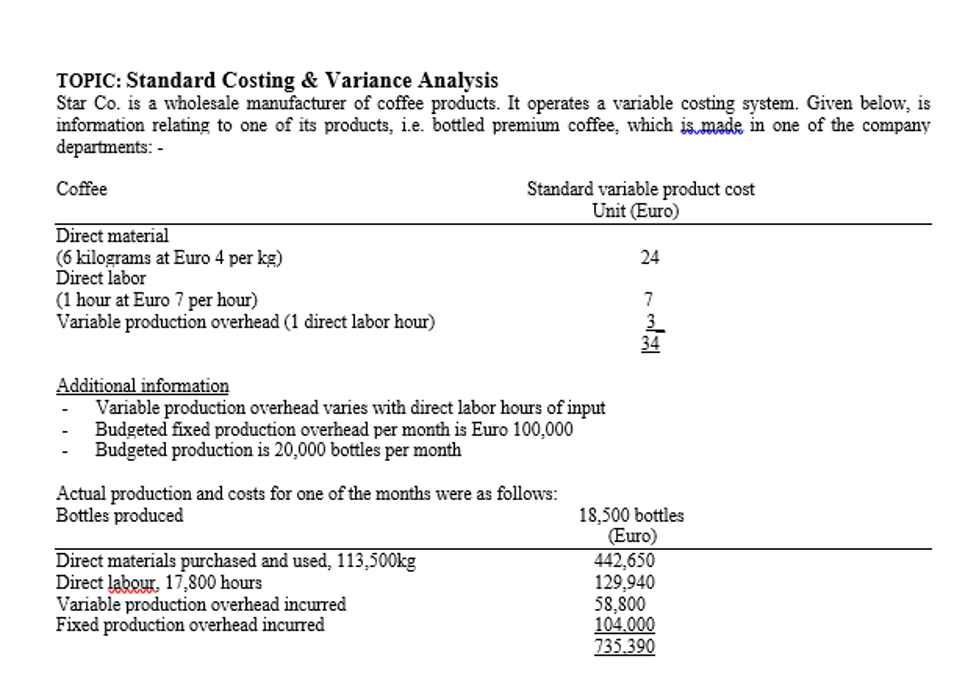 I'm currently self learning on cost variance and is trying out some