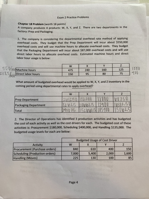  Exam 2 Practice Problems Chapter 18 Problem (worth 18 points) A