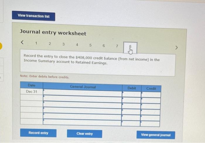 1of8 View transaction list Journal entry worksheet