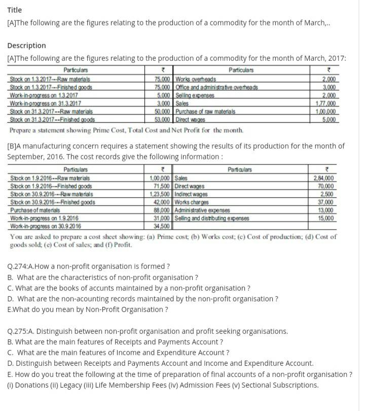  please answer all in typing mode Title [A]The following are the