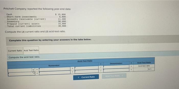 data: Cash $ 15,800 Short-term investments 8, 800 Accounts receivable (current) 11,400
