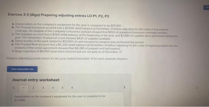 solve all correct for thumbs up Exercise 33 (Algo) Preparing adjusting