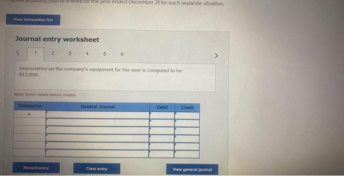 entries LO P1, P2, P3 o. Depreciation on the company's equipment for