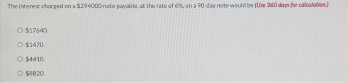 a $400000 note payable, at the rate of 6%, for a year