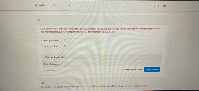 Attempt in Progress You are given the following information for Sandhill Company