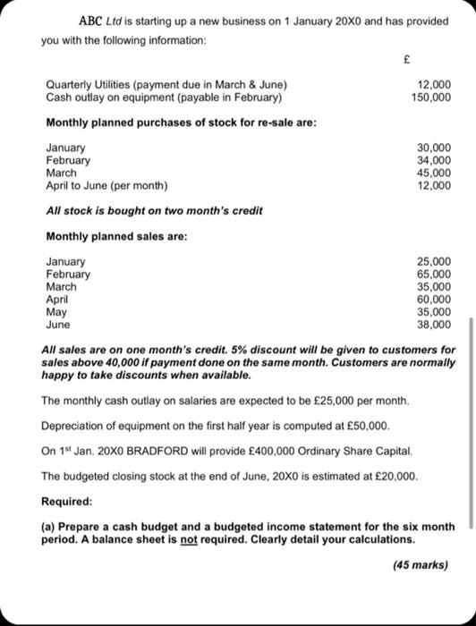  please answer with full workings and step by step insutructions ABC