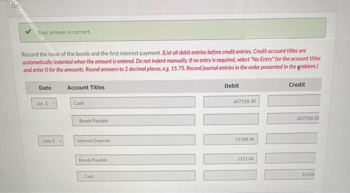 market interest rate was 5.0%. The cash received at the issuance of