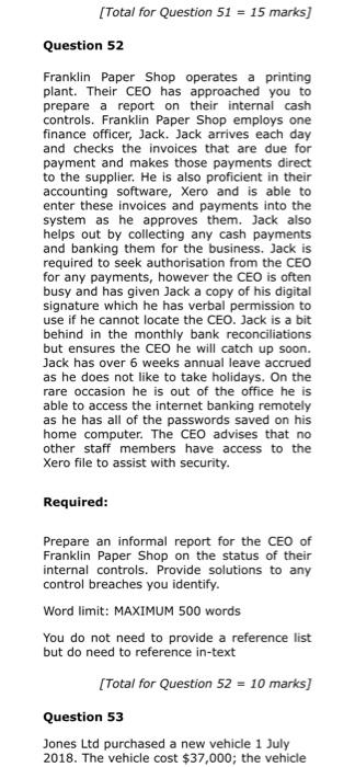  [Total for Question 51 = 15 marks] Question 52 Franklin Paper