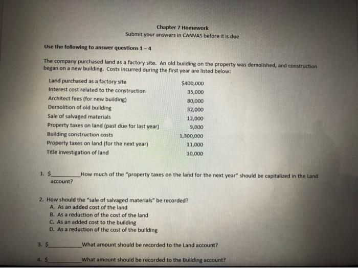  Chapter 7 Homework Submit your answers in CANVAS before it is