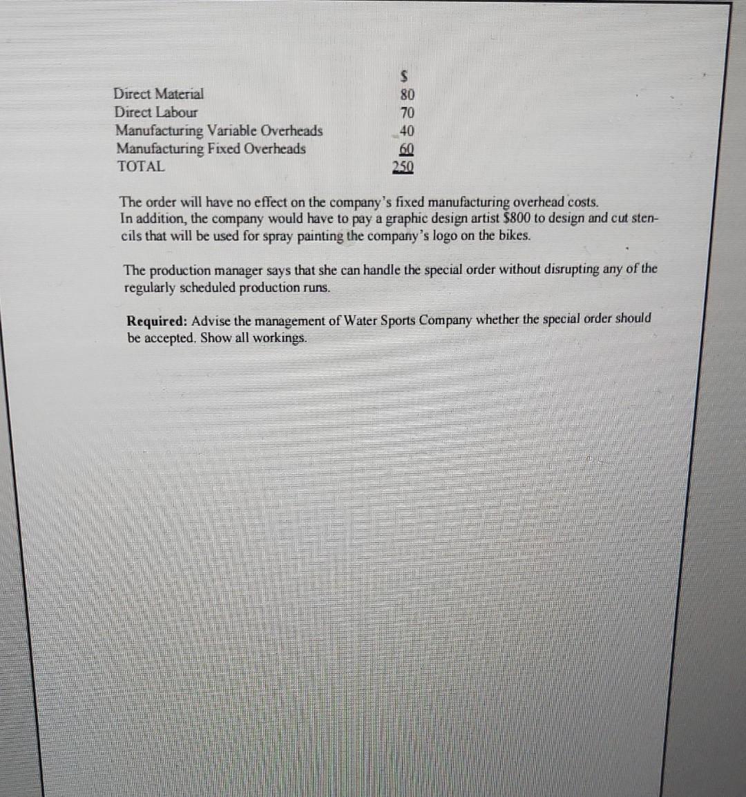 the component from an outside supplier. An outside supplier has offered to