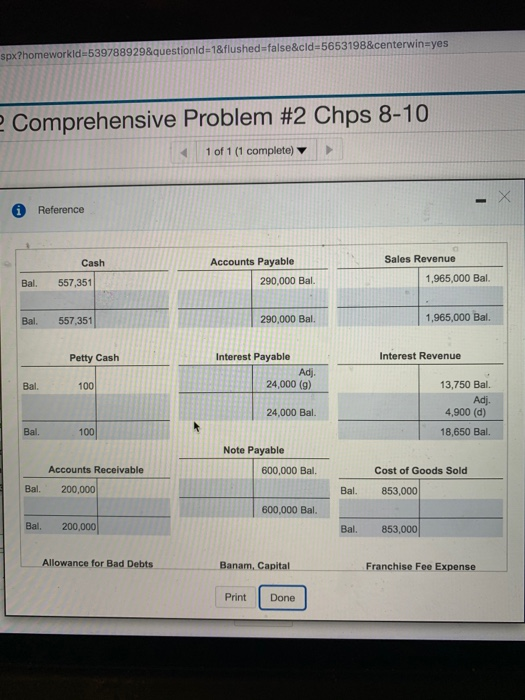 2 Comprehensive Problem #2 Chps 8-10 1 of 1 (1 complete) u