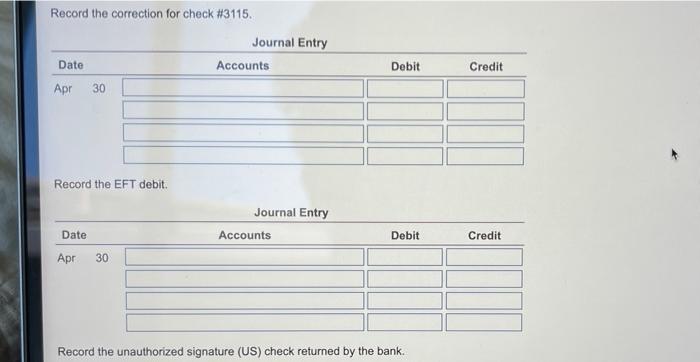 2.288 Print Done Data table $ 7,800 Bank Statement for April 2021