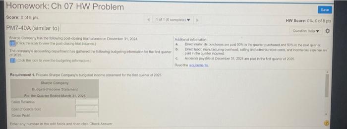 please i need help how to slove this Homework: Ch 07 HW