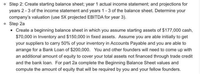 Please complete step 2a Please fill out the balance sheet below according