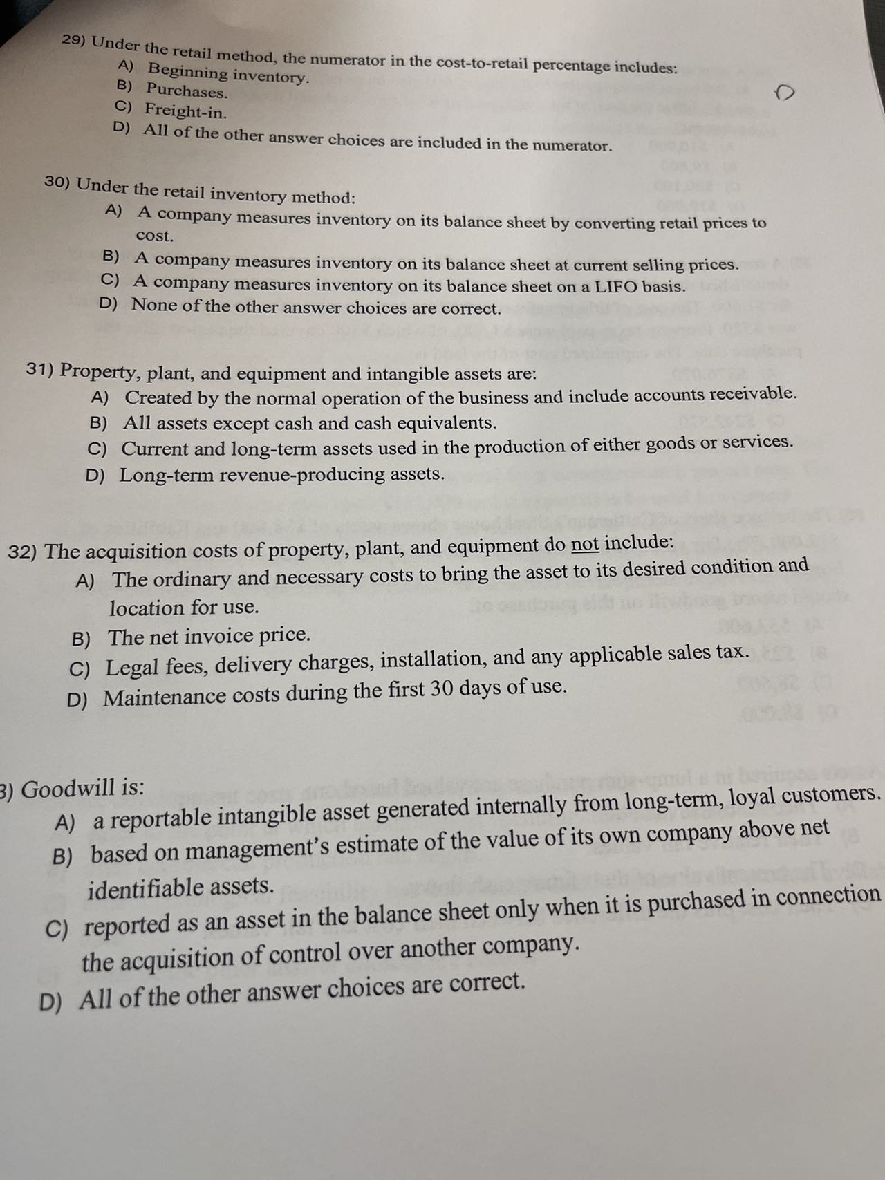  Under the retail method, the numerator in the cost-to-retail percentage includes: