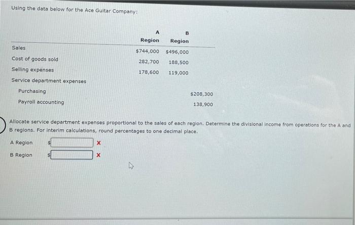  Using the data below for the Ace Guitar Company: Sales A