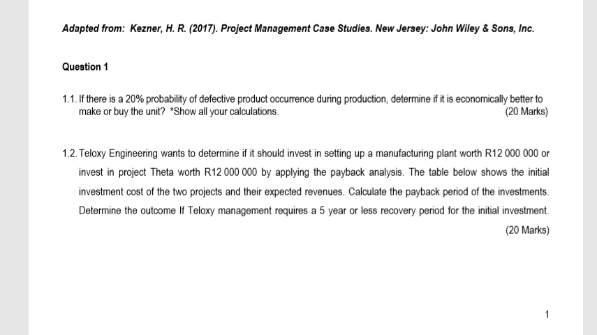 Teloxy Engineering (A) Teloxy Engineering has received a onetime contract to design