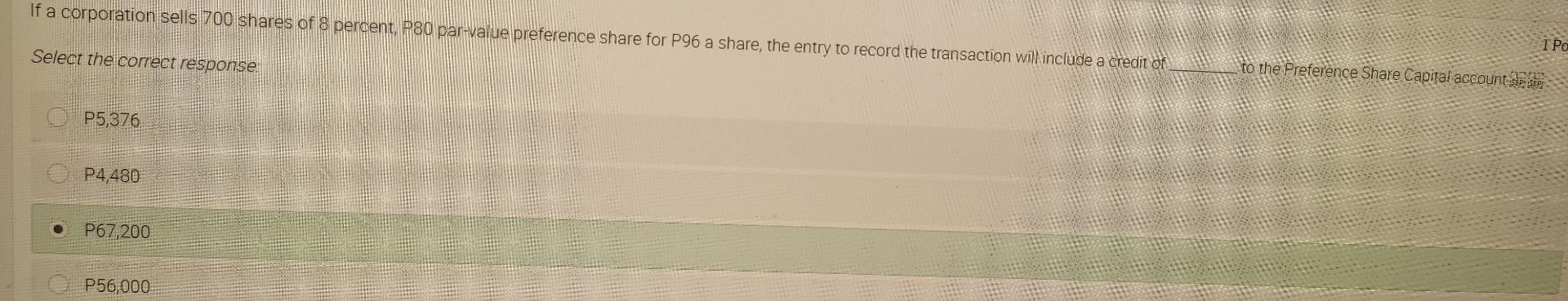 the share market price was P100. What amount should be credited to