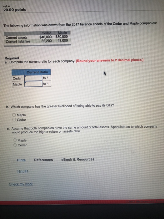  value: 20.00 points The following information was drawn from the 2017
