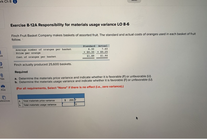 keep getting it wrong please help ark Ch 8 i Exercise 8-12A