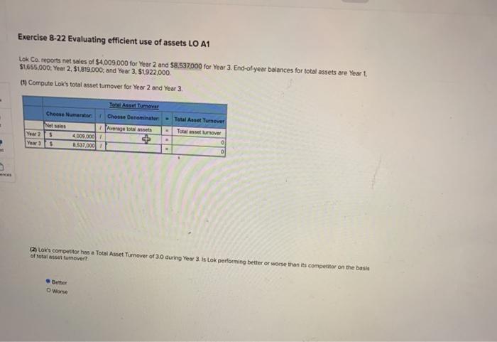 i'm not sure how to get the average total assets Exercise 8-22