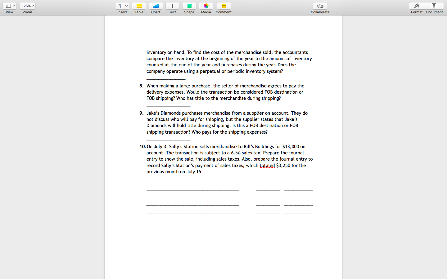 Text Shape Media Comment Format Document Exercises 1. Determine whether each of