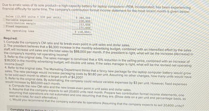 How do i solve 5a and 5b? Due to erratic sales of