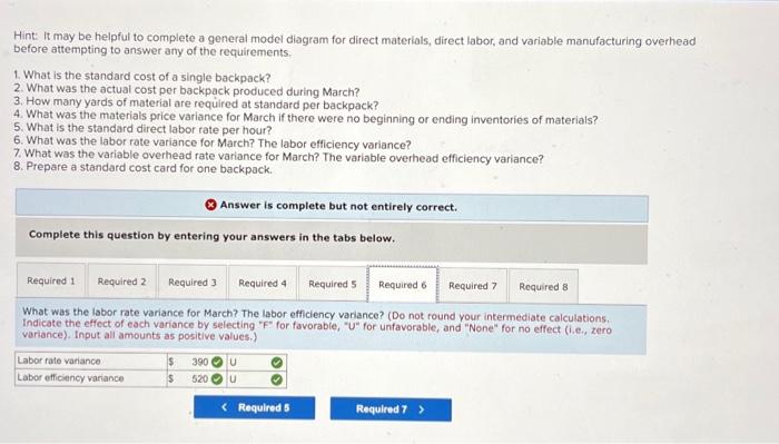 backpack produced during March? 3. How many yards of material are required