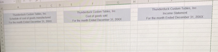 manufacture two new tables for customers. You will design and build the