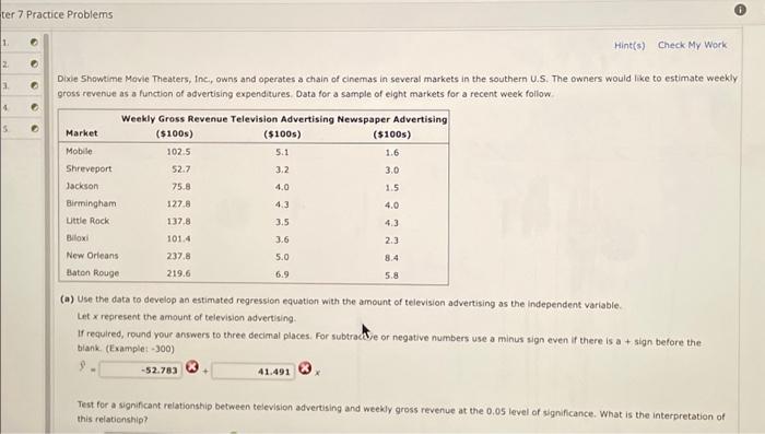  chapter 7 Practice Problems 1. 2. 3. 4. 5. Dixie Showtime
