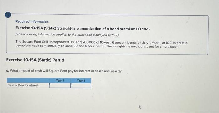below.) The Square Foot Grill, Incorporated issued $200,000 of 10-year, 6 percent