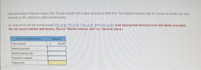  Ultimate Butter Popcom issues 5% 10-year bonds with a face amount