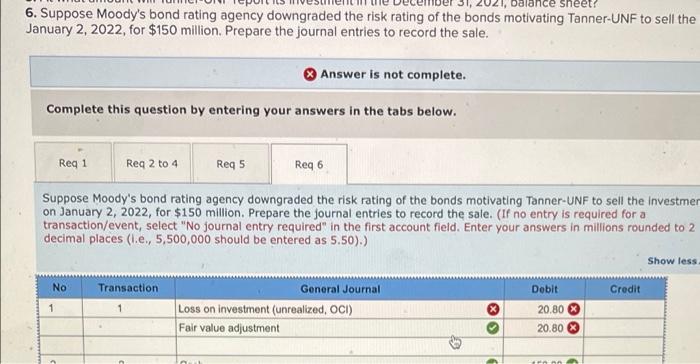 value adjustment. JUST QUESTION 6!! Tanner-UNF Corporation acquired as a long-term investment