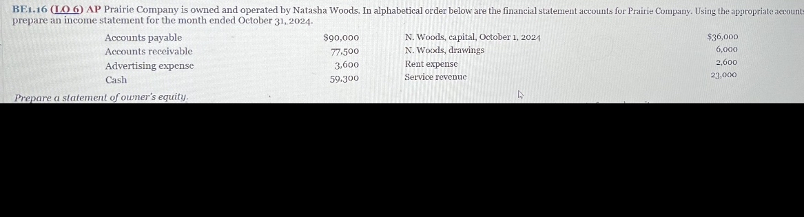  BE1.16(LO 6) AP Prairie Company is owned and operated by Natasha