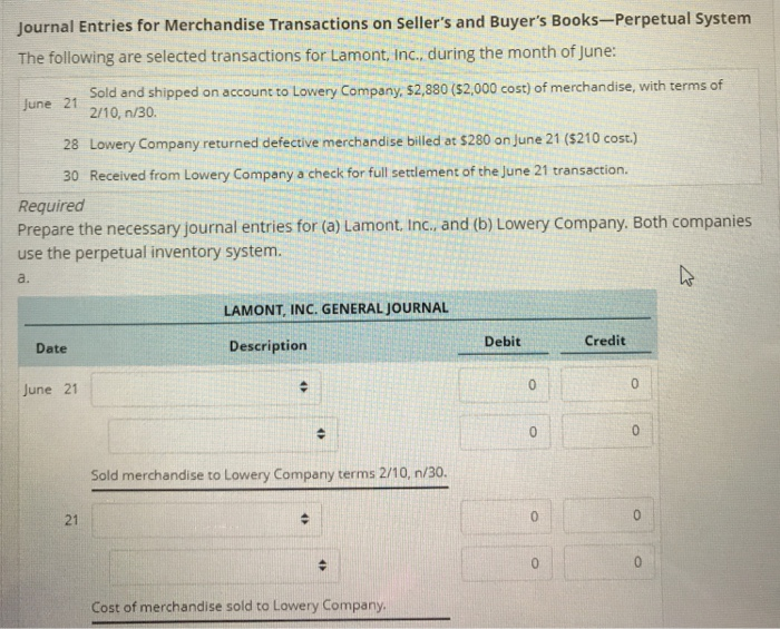 (answer choices we are given for the description) Journal Entries for