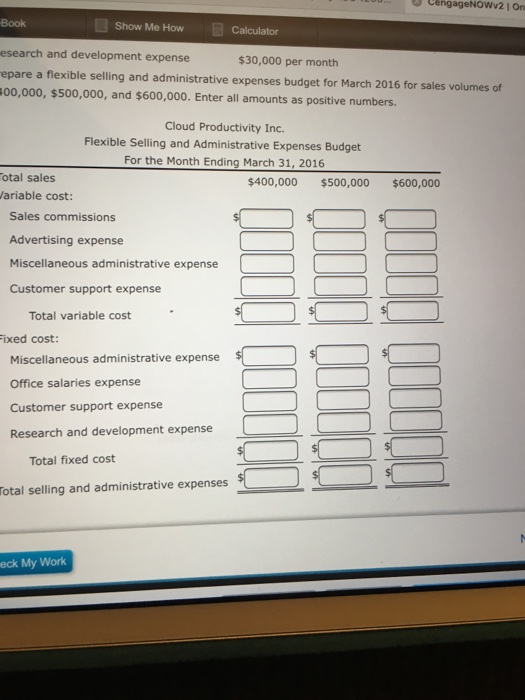 following data: Sales commissions Advertising expense Miscellaneous administrative expense Office salaries expense