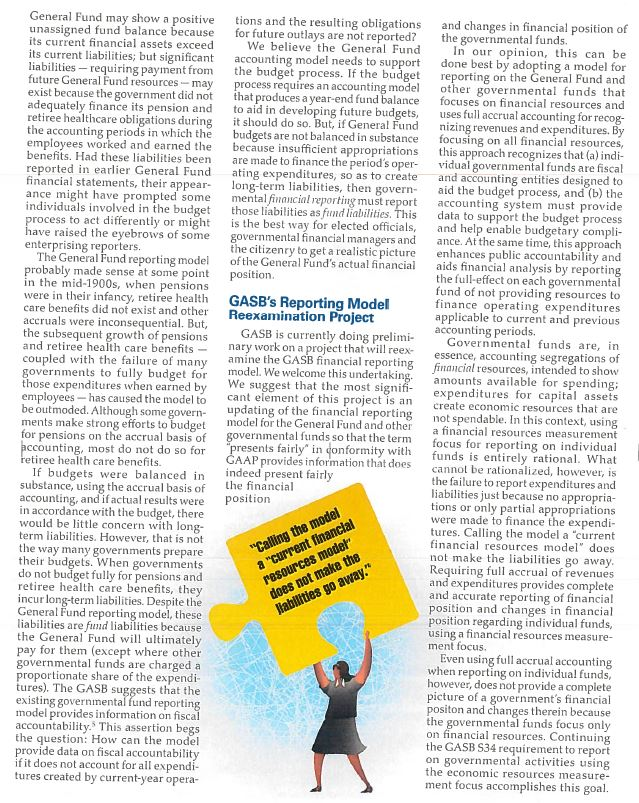 Please comment. See article below. GASB's Reporting Model is Flawed here is