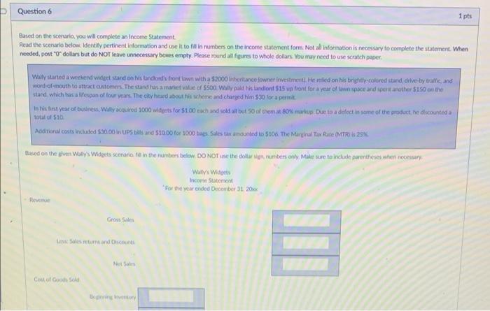 the Income Statement Form , create an Income Statement. Once you have