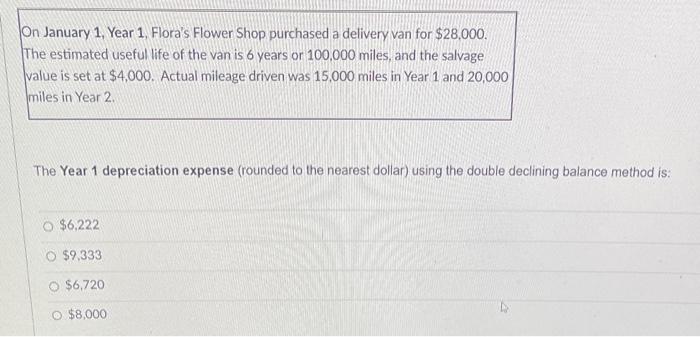 used is called: Depletion Depreciation Amortization Direct Write-off On January 1, Year