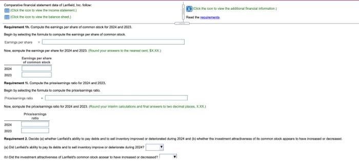 on common stockholders' equity h. Earnings per share of common stock Price/earnings