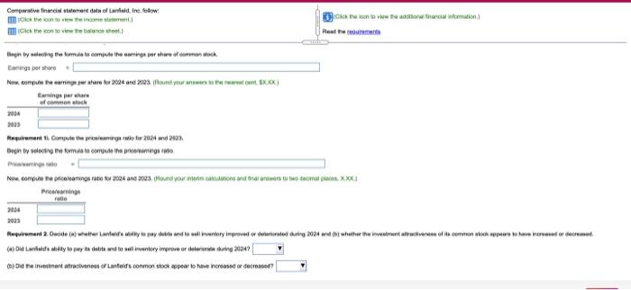 ratio Decide (a) whether Lanfield's ability to pay debts and to sell