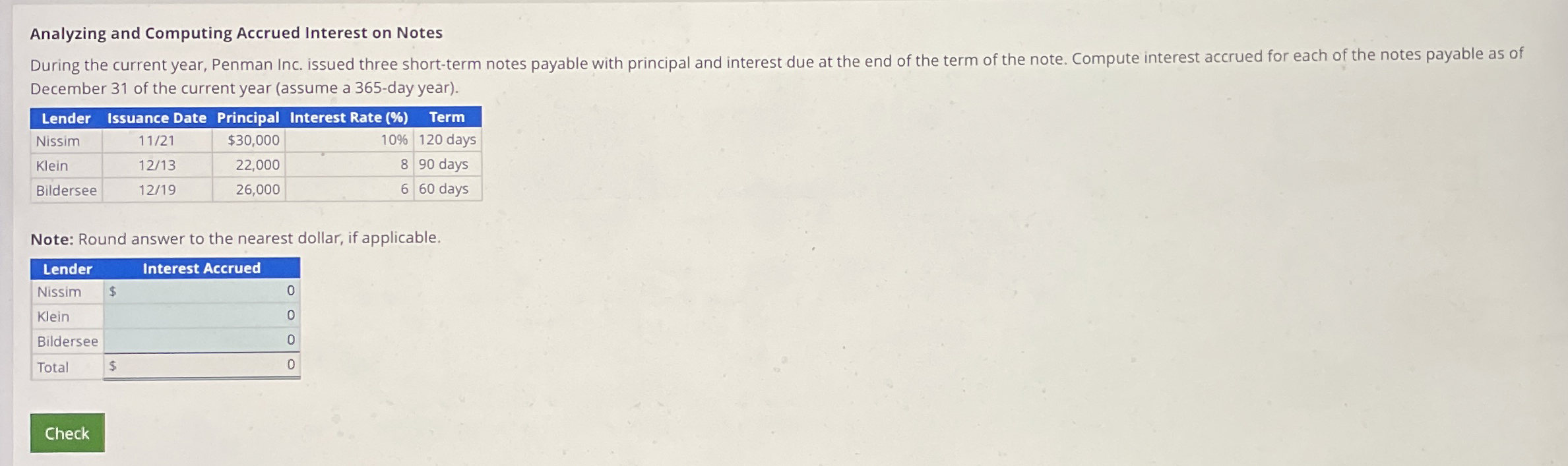  Analyzing and Computing Accrued Interest on Notes December 31 of the