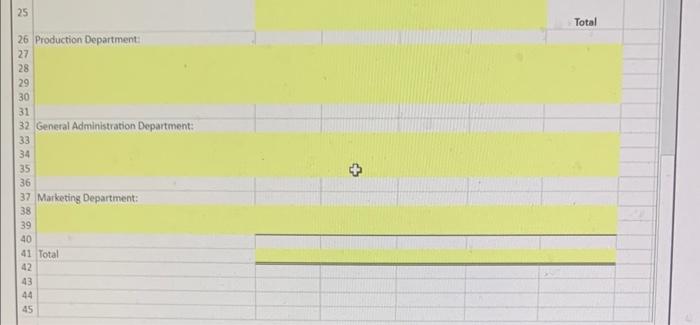 First-5tage Allocation to Activity Cost Pools - Excel 25 26 Production Department: