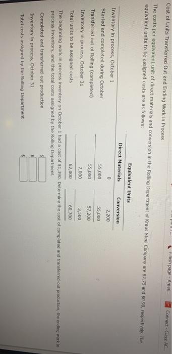  0 Finish page - Ameri... Cost of Units Transferred Out and