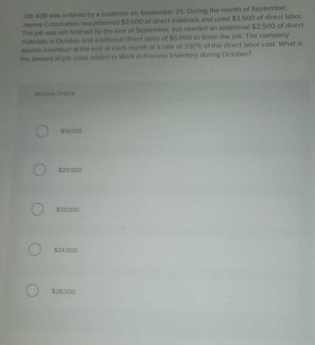  chapter 15 mini test question 11 and 12 Job A3B was