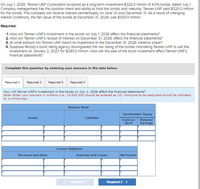  On July 1,2026, Tanner-UNF Corporation acquired as a long-term Investment $320.0