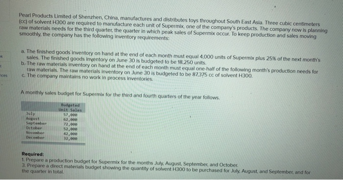 can someone help me with this managerial accounting practice problem Pearl Products