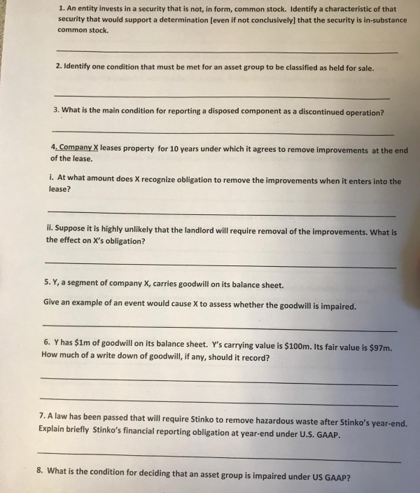  1. An entity invests in a security that is not, in